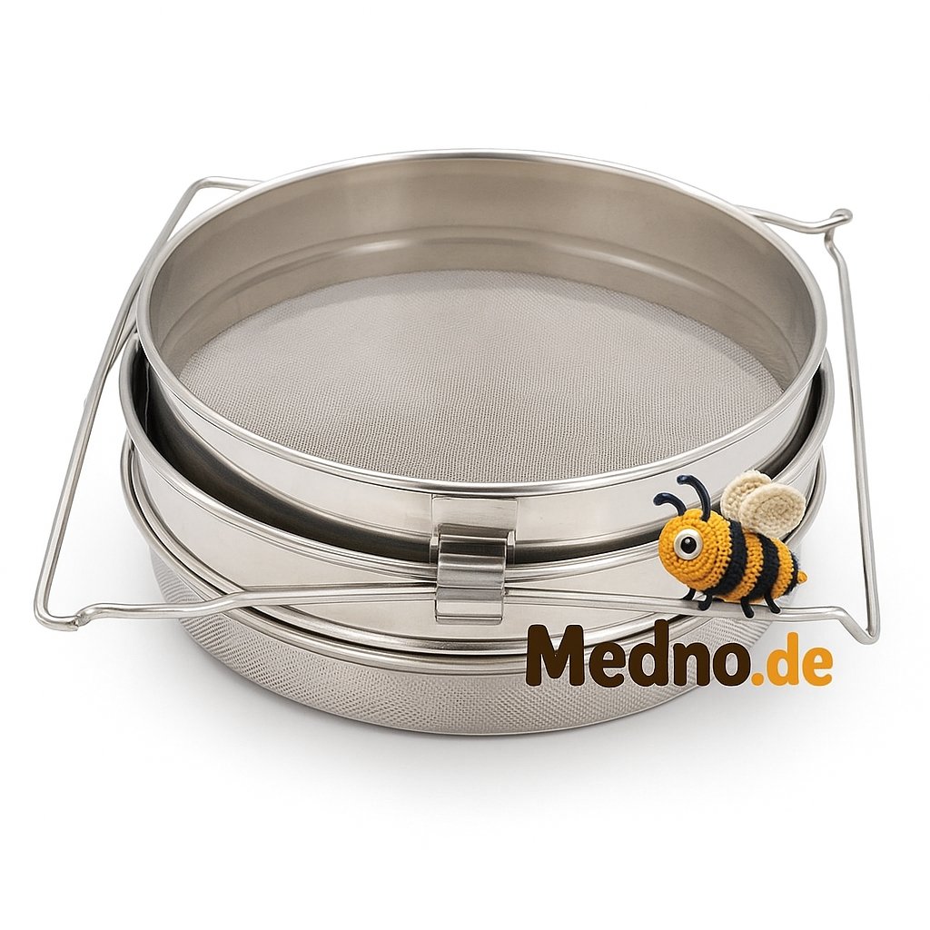 Zweiteiliges Edelstahlsieb für Honig – Grob- und Feinsieb für präzise Honigfiltration