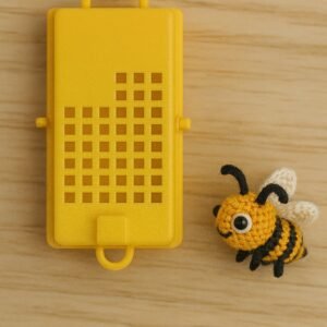 Gelber Weiseltransportkäfig mit Klarsichtdeckel – Sicherer Versandkäfig für Bienenköniginnen